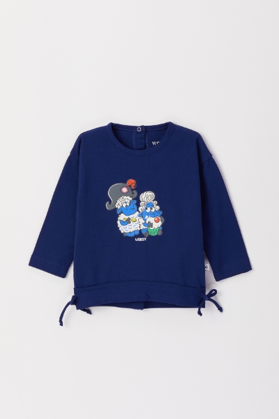 Resim Pamuklu Kız Bebek Pijama-Bsl - 869-Mor Lacivert