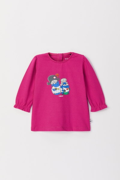 Resim Pamuklu Kız Bebek Pijama-Blb - 467-Fuşya 