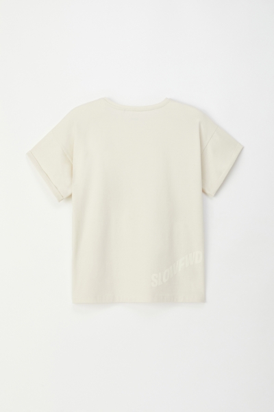 Resim Kadın Tshirt-Slı - 110-Ekru