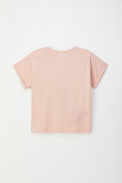 Resim Kadın Tshirt-Slı - 446-Toz Pembe