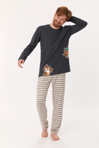 Resim Erkek Pijama-Plu - 176-Antrasit 