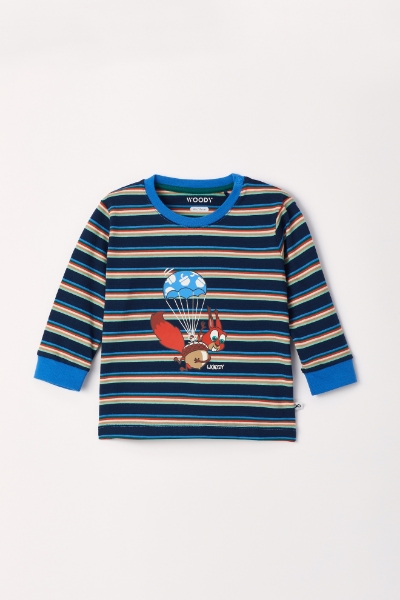 Resim Pamuklu Erkek Bebek Pijama-Plc - 911-Sincap Temalı Çok Renkli Lacivert