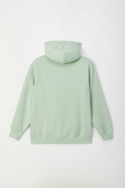Resim Unisex Fermuarlı ve Kapüşonlu Sweatshirt-Sld - 711-Küf Yeşili
