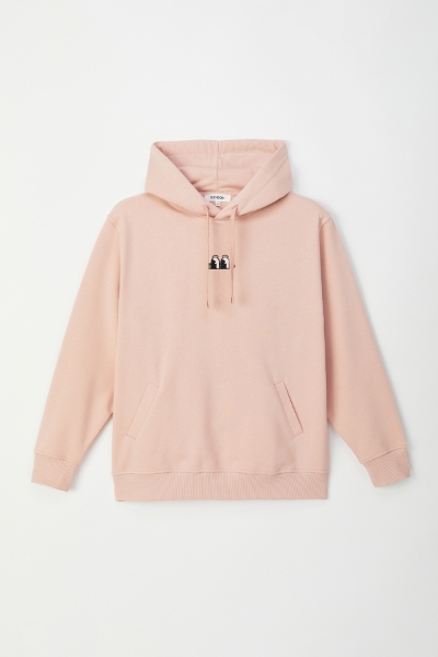 Resim Unisex Kapüşonlu Sweatshirt-Slc - 446-Toz Pembe