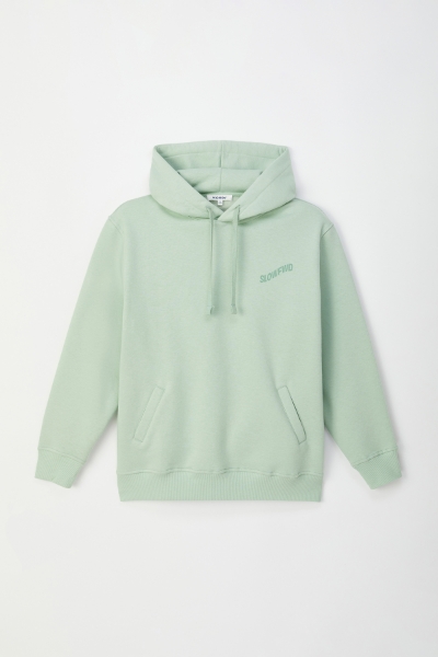 Resim Unisex Kapüşonlu Sweatshirt-Slc - 711-Küf Yeşili