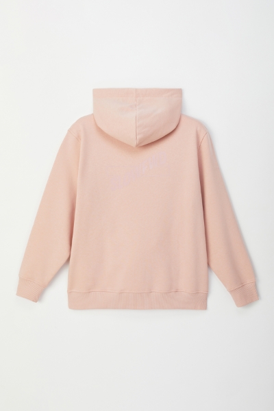 Resim Unisex Kapüşonlu Sweatshirt-Slc - 446-Toz Pembe