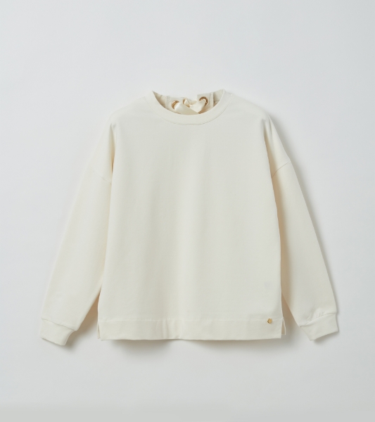 Resim Sırtı kurdele detaylı sweatshirt-Lhg - 112-Ekru 