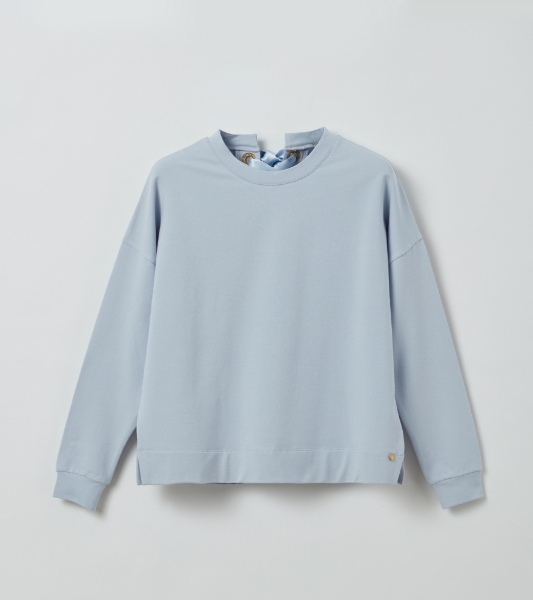 Resim Sırtı kurdele detaylı sweatshirt-Lhg - 836-Lila 