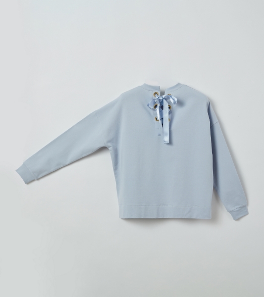 Resim Sırtı kurdele detaylı sweatshirt-Lhg - 836-Lila 