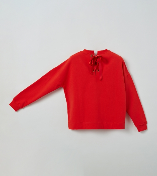 Resim Sırtı kurdele detaylı sweatshirt-Lhg - 433-Nar Çiçeği