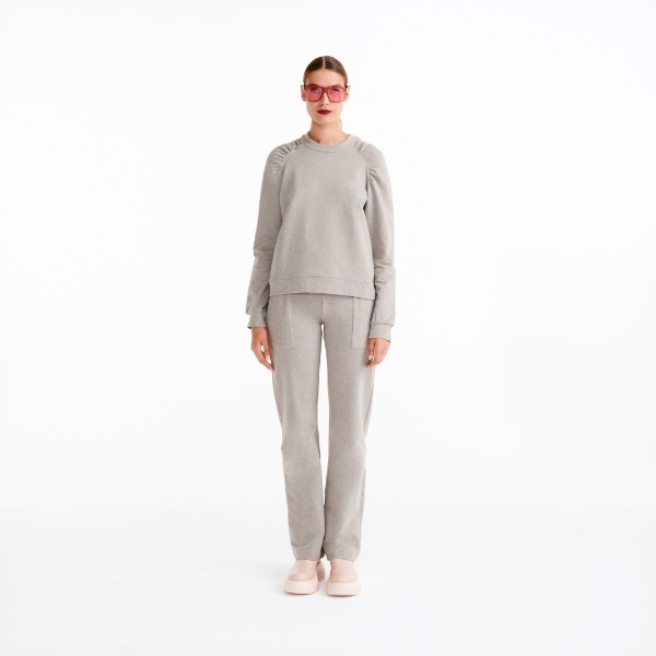 Resim Reglan kol bisiklet yaka sweatshirt-Llr - 229-Puslu Kahve