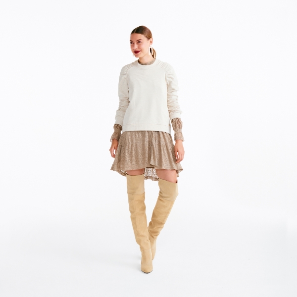 Resim Reglan kol bisiklet yaka sweatshirt-Llr - 111-Fısıldayan Beyaz