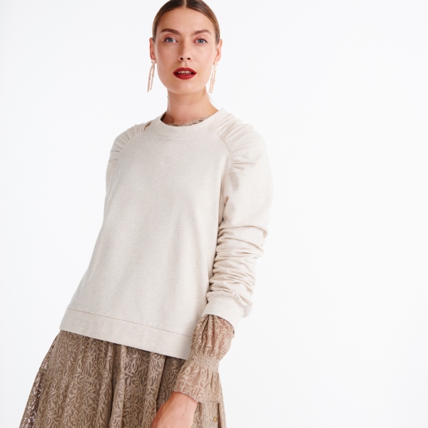 Resim Reglan kol bisiklet yaka sweatshirt-Llr - 111-Fısıldayan Beyaz