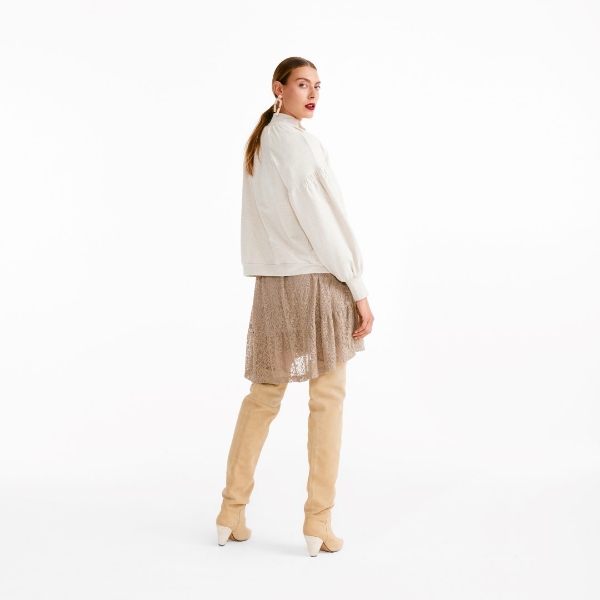 Resim Fermuar detaylı sweat bomber ceket-Lls - 111-Fısıldayan Beyaz