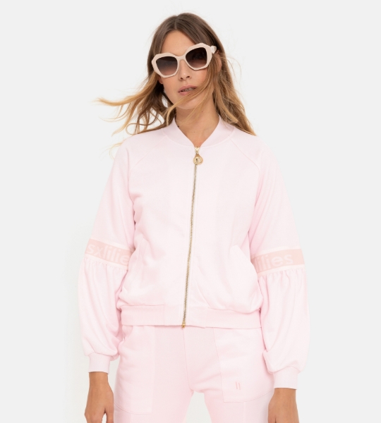 Resim Fermuarlı bomber sweatshirt-Mlb - 412-Toz Pembe