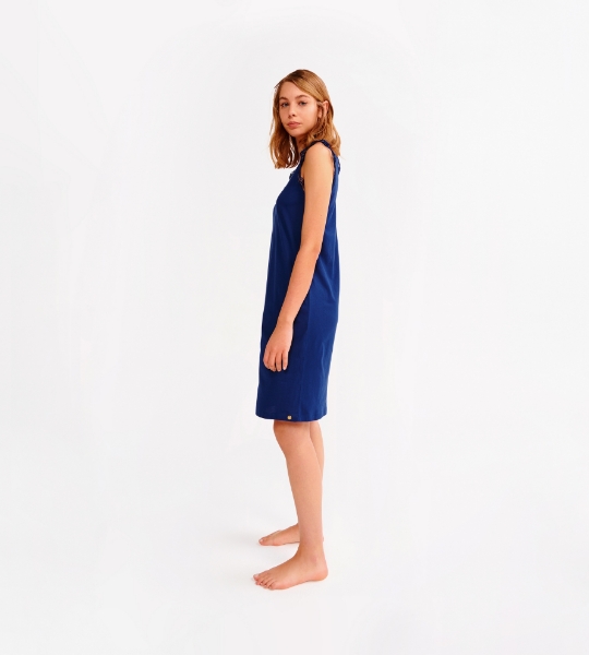 Resim Dantel detaylı elbise-Ldh - 878-Kozmik Lacivert