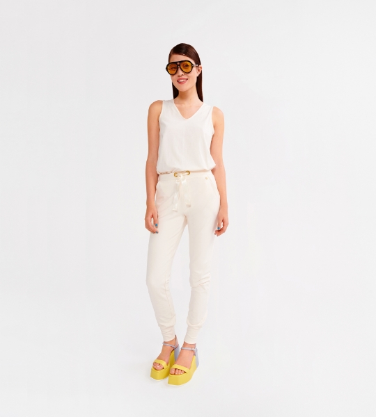 Resim Sırtı V detaylı bluz-Lha - 112-Ekru 