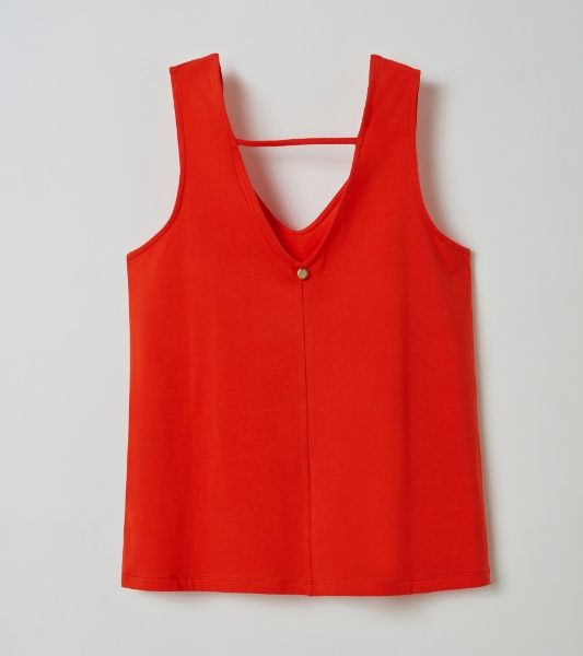 Resim Sırtı V detaylı bluz-Lha - 433-Nar Çiçeği