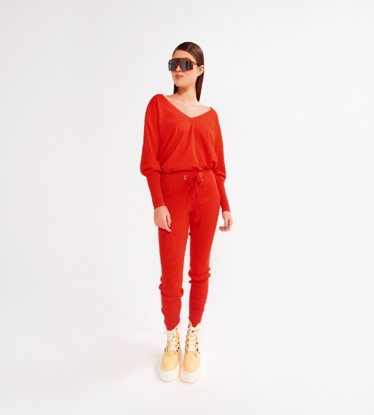 Resim Havuç jogger triko pantolon-Lhn - 433-Nar Çiçeği