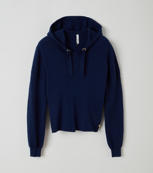 Resim Kapüşonlu triko kazak-Lhl - 878-Kozmik Lacivert