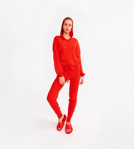 Resim Kapüşonlu triko kazak-Lhl - 433-Nar Çiçeği