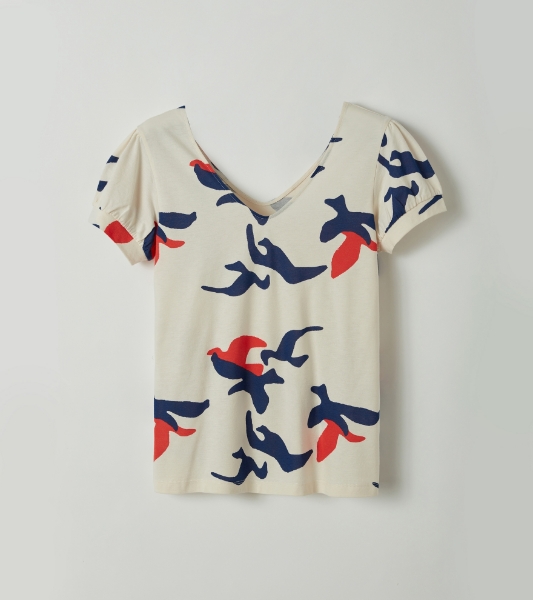 Resim V yaka dantel detaylı pijama takımı-Lpq - 975-Uçan Kuşlar