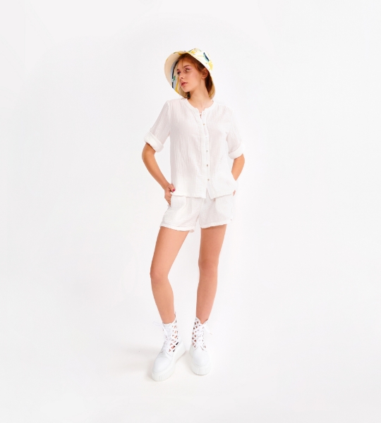 Resim Apolet detaylı pijama takımı-Lpn - 112-Ekru 