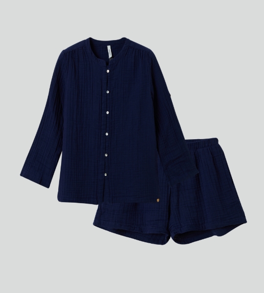 Resim Apolet detaylı pijama takımı-Lpn - 878-Kozmik Lacivert