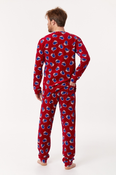 Resim Erkek Pijama-Plc - 908-Koyun Baskılı Kırmızı