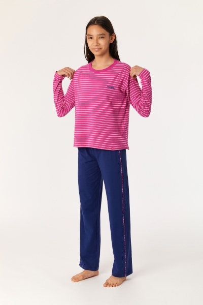 Resim 2-8 Yaş Kız Çocuk Pijama-Ypa - 926-Koyun Temalı Fuşya