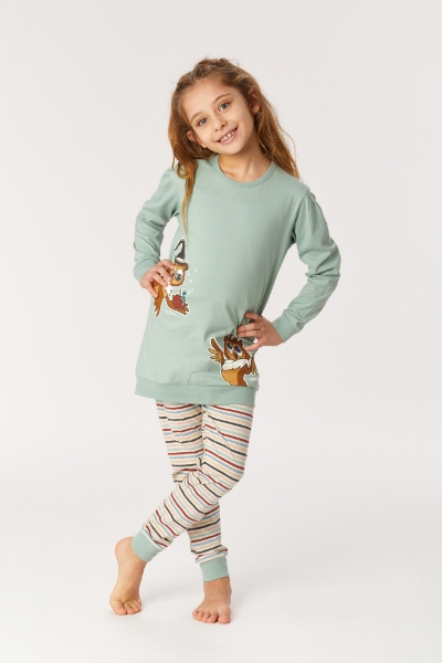 Resim 2-8 Yaş Kız Çocuk Pijama-Pop - 806-Deniz Yeşili