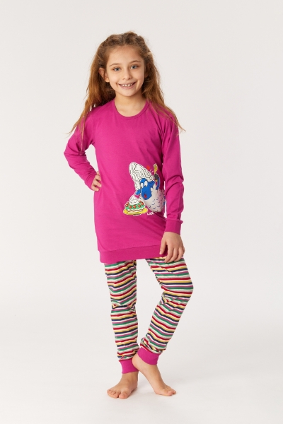 2-8 Yaş Kız Çocuk Pijama-Pop - 467-Fuşya 