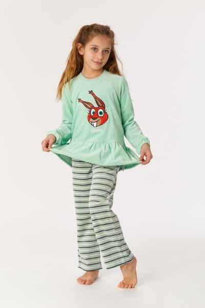 Resim 2-8 Yaş Kız Çocuk Pijama-Pdl - 718-Neptün Yeşili