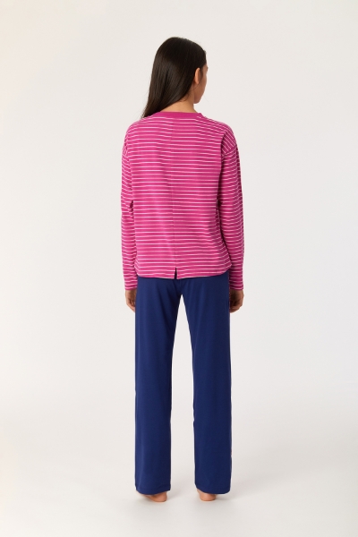 Resim 10-16 Yaş Kız Çocuk Pijama-Ypa - 926-Koyun Temalı Fuşya