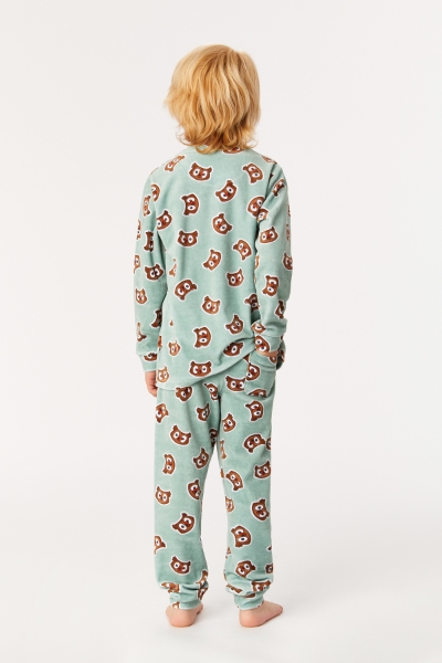 Resim 2-8 Yaş Erkek Çocuk Pijama-Plc - 910-Baykuş Baskılı Mavi