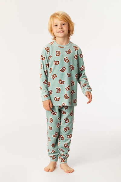 Resim 10-16 Yaş Erkek Çocuk Pijama-Plc - 910-Baykuş Baskılı Mavi