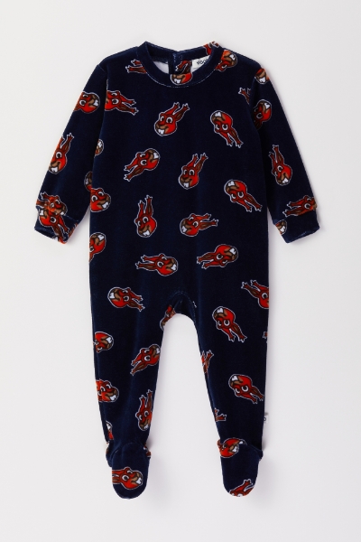 Resim Bebek Tulumu-Rbf - 906-Sincap Desenli Lacivert 