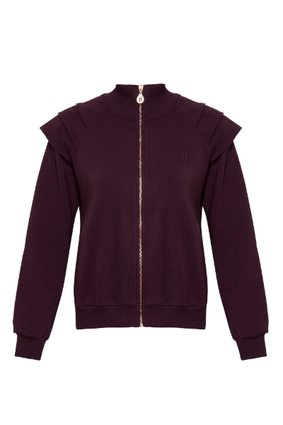 Resim Fermuarlı bomber sweatshirt-Mlb - 333-Şarap Rengi