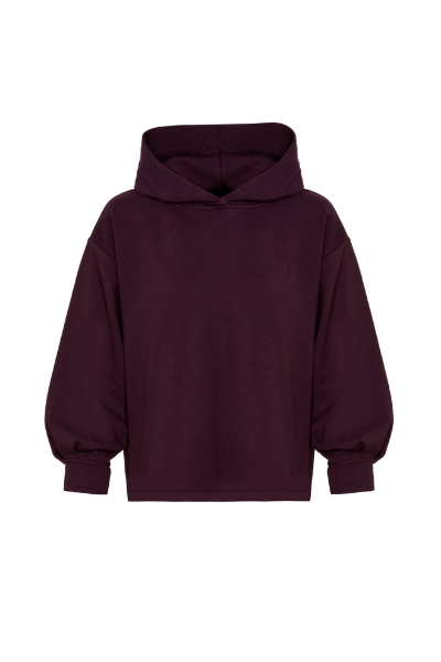 Resim Kapüşonlu Sweatshirt-Mla - 333-Şarap Rengi