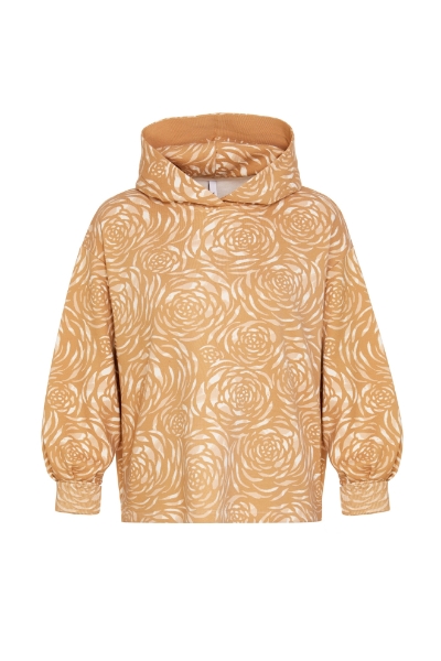 Resim Kapüşonlu Sweatshirt-Mla - 983-Tribal Desen Karamel 