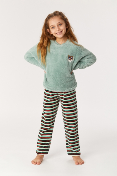 Resim 2-8 Yaş Kız Çocuk Pijama-Wpı - 806-Deniz Yeşili