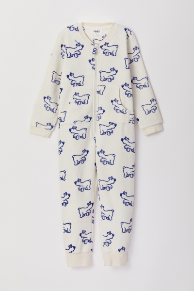 Resim Terry Unisex Tulum-Ona - 914-Kutup Ayısı Baskılı Beyaz