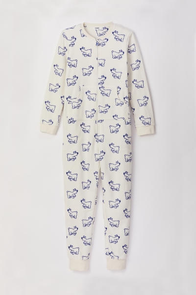 Resim Terry Unisex Tulum-Ona - 914-Kutup Ayısı Baskılı Beyaz