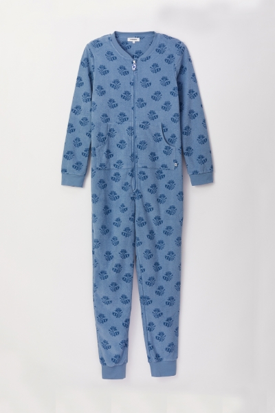 Resim Terry Unisex Tulum-Ona - 930-Rakun Baskılı Mavi