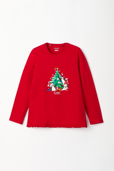 Resim 10-16 Yaş Kız Çocuk Pijama-Cpb - 407-Yeni Yıl Kırmızısı