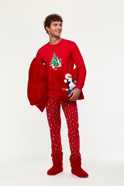 Resim Erkek Pijama-Cpa - 407-Yeni Yıl Kırmızısı
