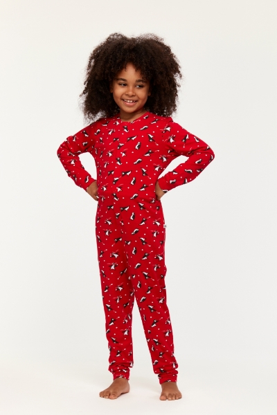 Resim Pamuklu Unisex Tulum-Coa - 955- WOODY XMAS AOP