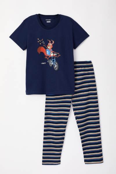 Resim Erkek Pijama-Pks - 883-Kobalt Mavi