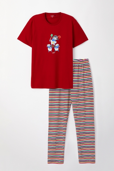 Resim Erkek Pijama-Pks - 485-Keskin Kırmızı