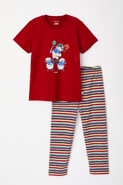 Resim 10-16 Yaş Erkek Pijama-Pks - 485-Keskin Kırmızı